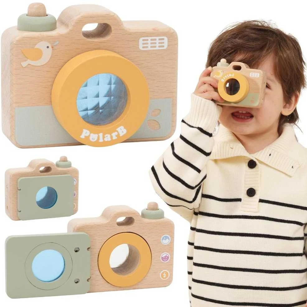 Viga Toys Medinis vaikiškas fotoaparatas VIGA My First Camera su kaleidoskopu