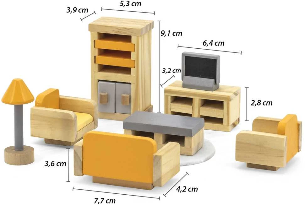 Viga Toys „Viga Polarb“ baldų rinkinys „Dollhouse“ salonui