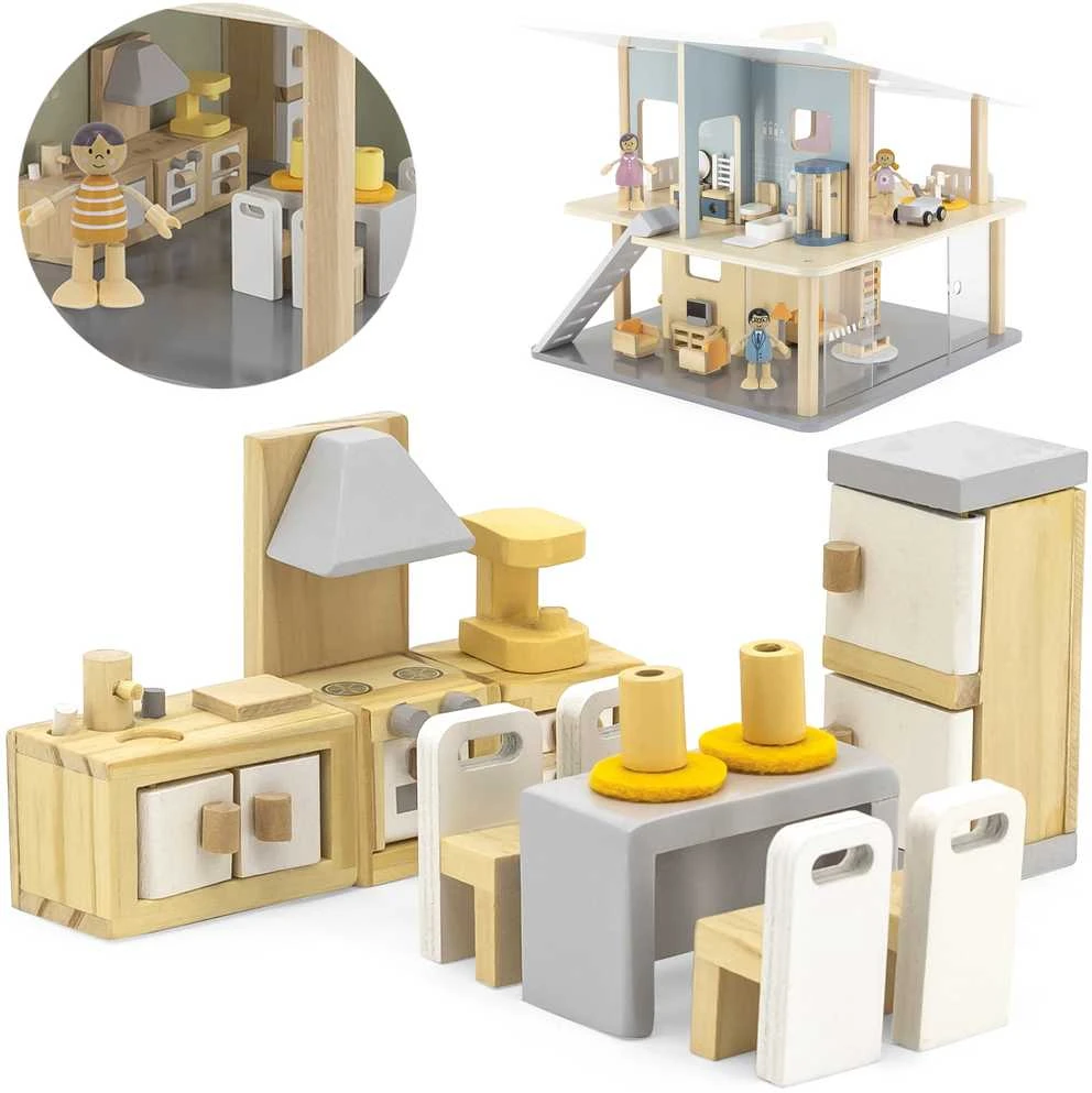 Viga Toys „Viga Polarb“ baldų rinkinys „Dollhouse“ virtuvės valgomajam
