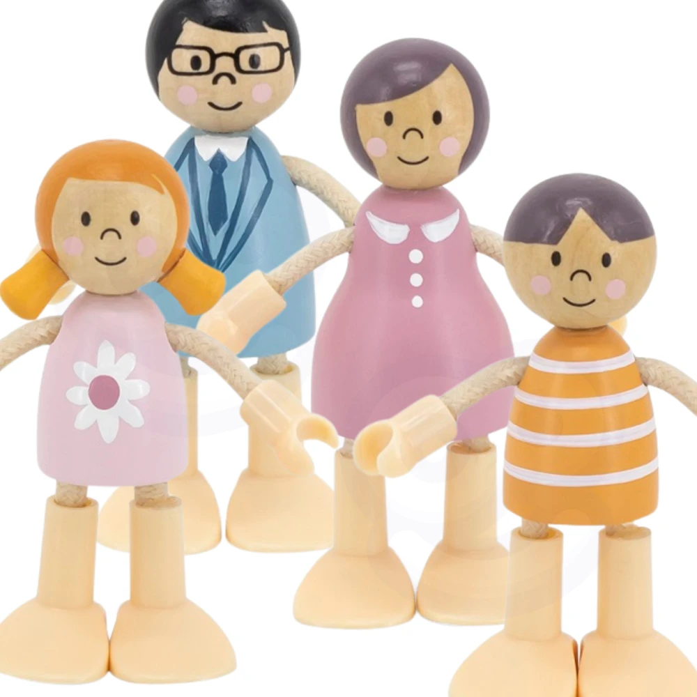Viga Toys VIGA Medinės Lėlės Šeima 4 Figūros
