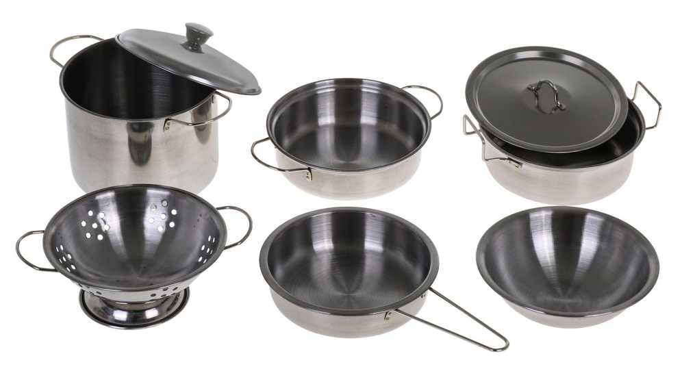 Ramiz Mega virtuvės rinkinys vaikams 3+ Metaliniai puodai + Virtuvės įrankiai + Maisto produktai 30 vnt.