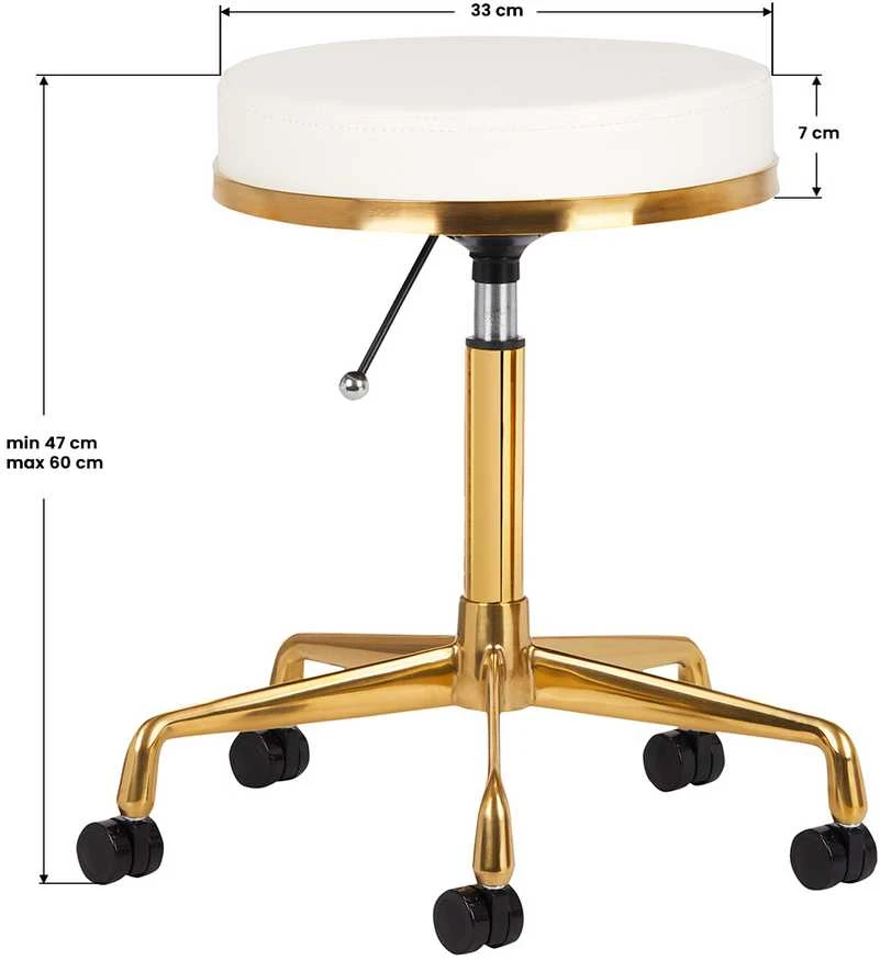 Activeshop Kosmetologinė meistro kėdutė GREEK MODEL 2 Baltas GOLD