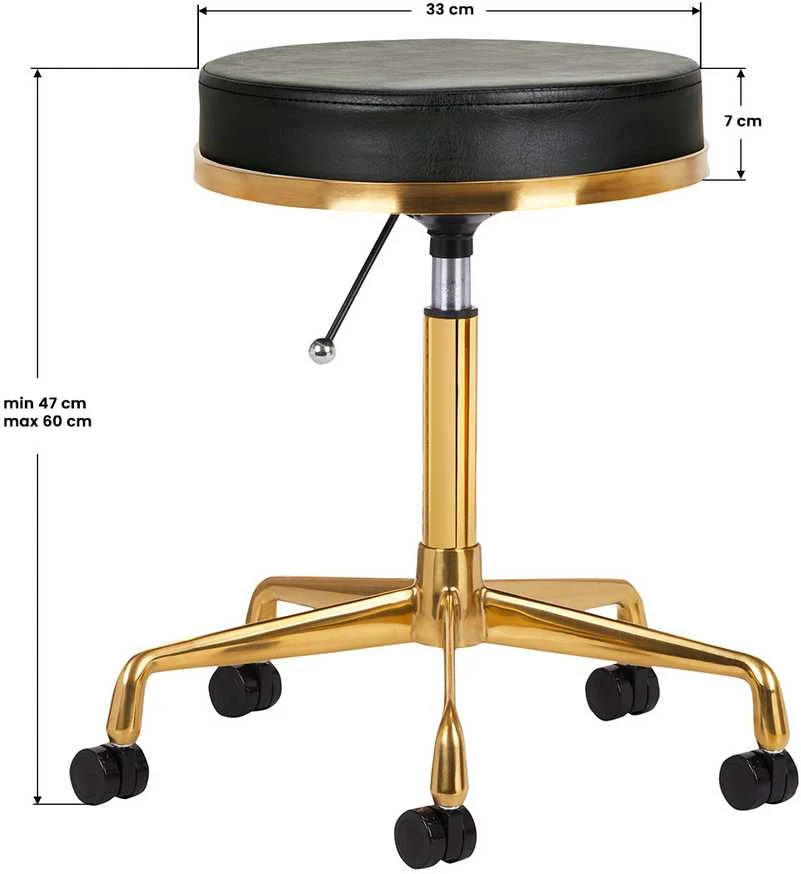Activeshop Kosmetologinė meistro kėdutė GREEK MODEL 2 Juodas GOLD