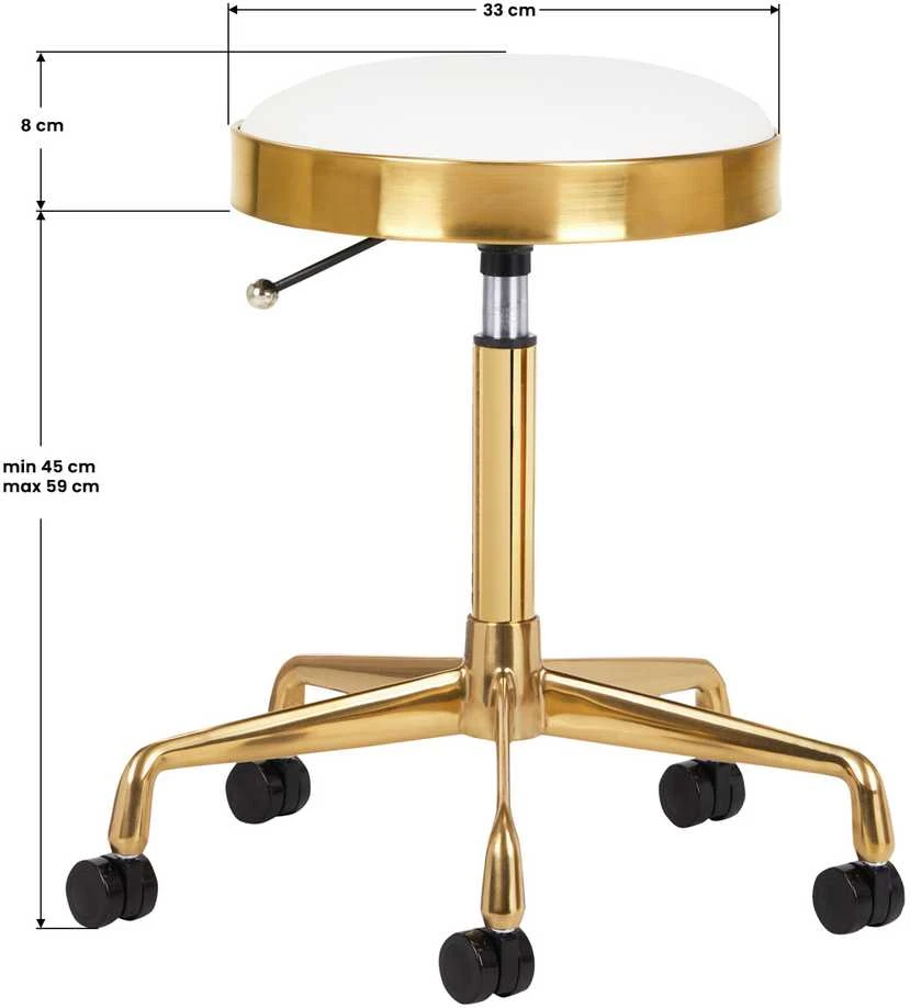 Activeshop Kosmetologinė meistro kėdutė GREEK MODEL 1 Baltas GOLD