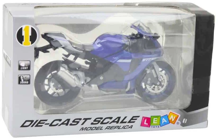 Lean Toys SPORTINIS MOTOCIKLAS METALINIS TAMSIAI MĖLYNAS R1 1:12