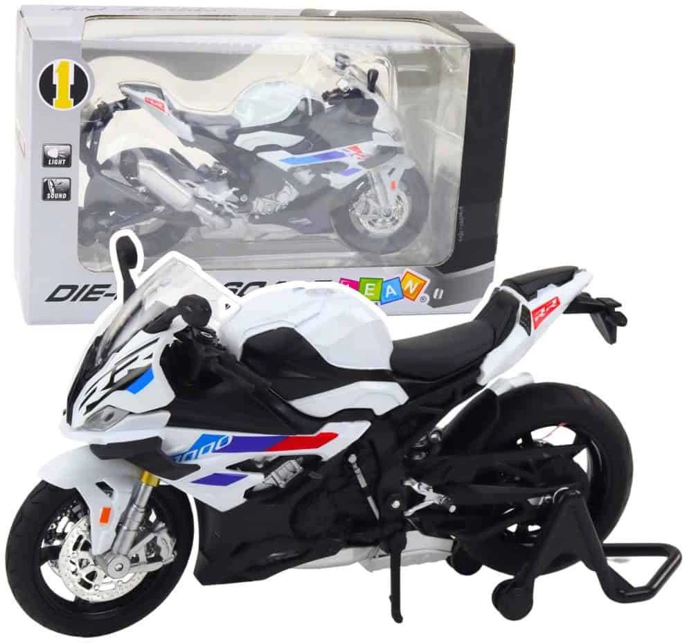Lean Toys SPORTINIS MOTOCIKLAS METALINIS BALTYAS S1000 1:12