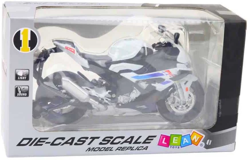 Lean Toys SPORTINIS MOTOCIKLAS METALINIS BALTYAS S1000 1:12