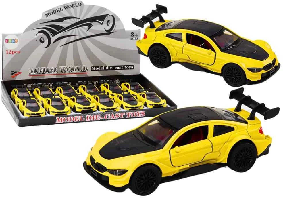 Lean Toys Geltonas sportinis automobilis 1:32 su trinties pavara
