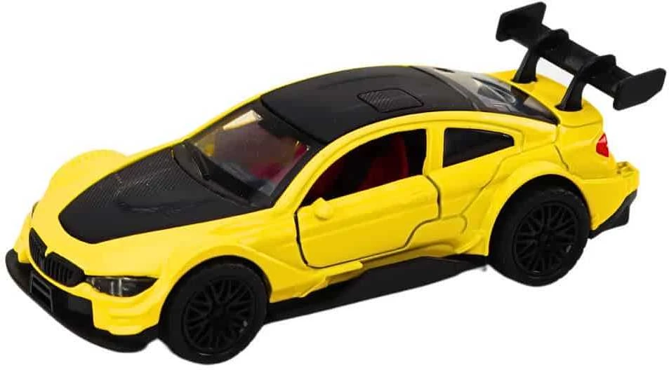 Lean Toys Geltonas sportinis automobilis 1:32 su trinties pavara