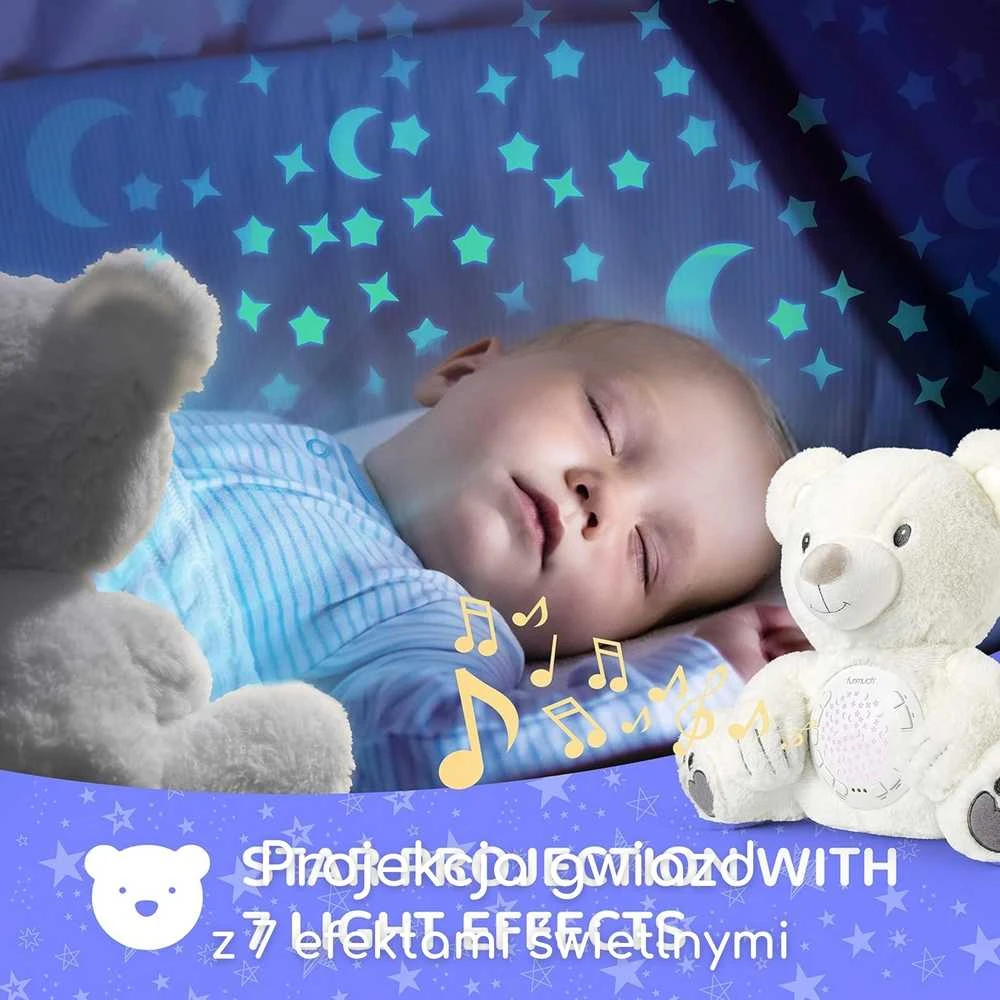 Miego draugas meškinas su projektoriumi ir lopšinėmis WOOPIE BABY 12547