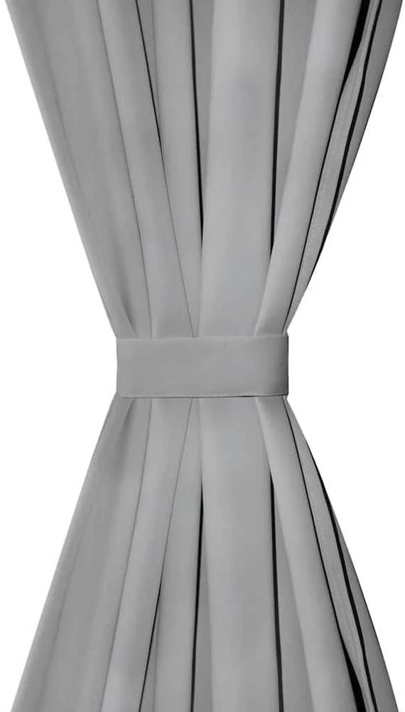 Mikro satino užuolaidos su kilpomis, 2 vnt., 140x175 cm, pilkos