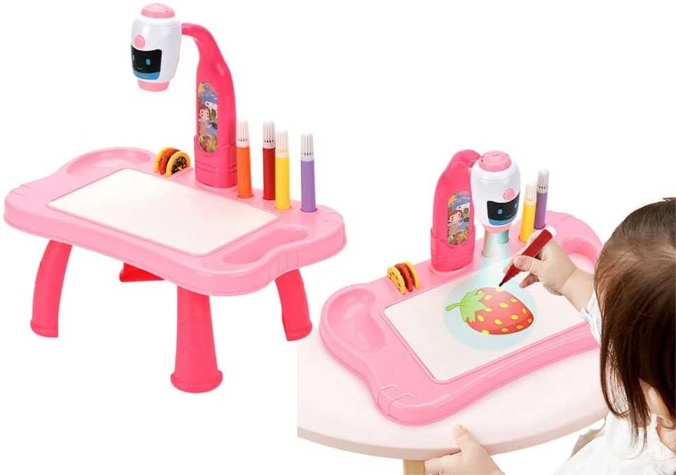 Lean Toys Mini Projektorius Piešimo Robotas 2in1 Rožinis