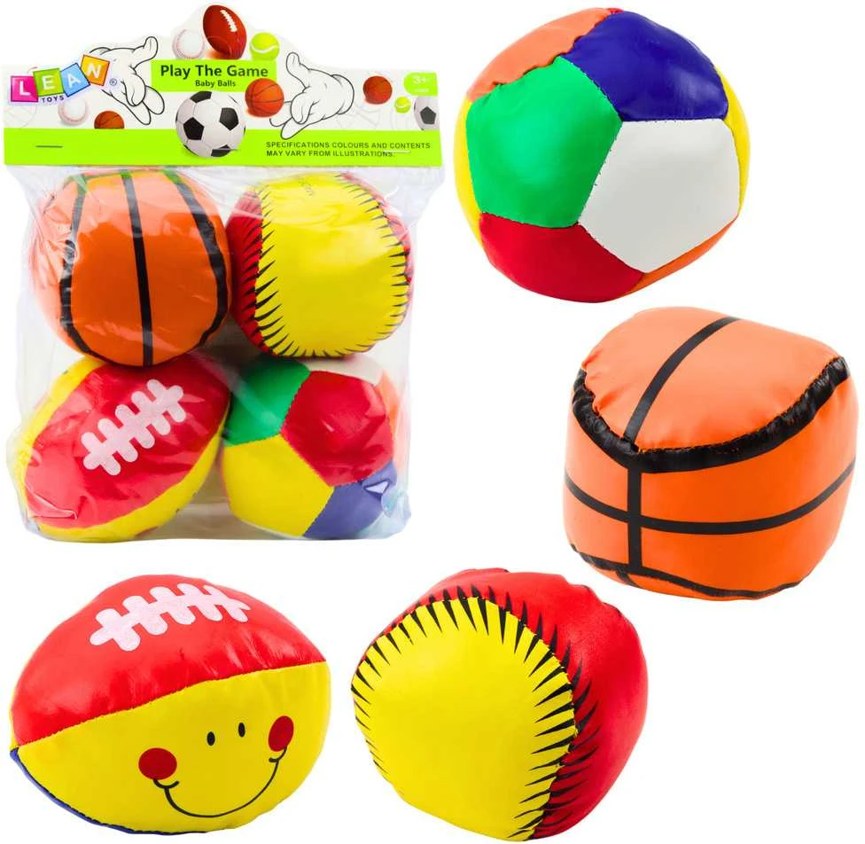 Lean Toys Minkšti sportiniai kamuoliai vaikams, 4 vnt.