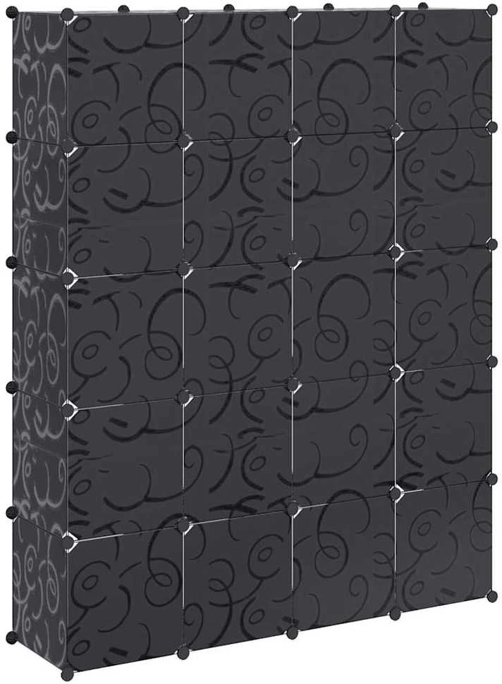 Modulinė spinta, 14 skyrių, juoda/balta, 37x146x180,5cm