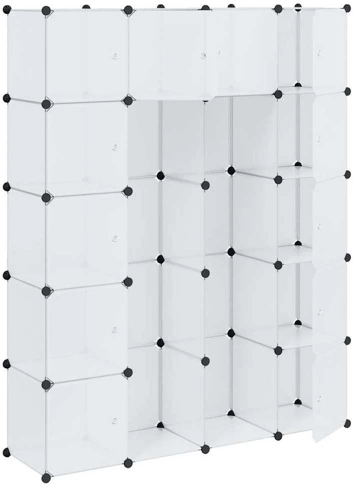 Modulinė spinta su 14 skyrių, balta, 37x146x180,5cm