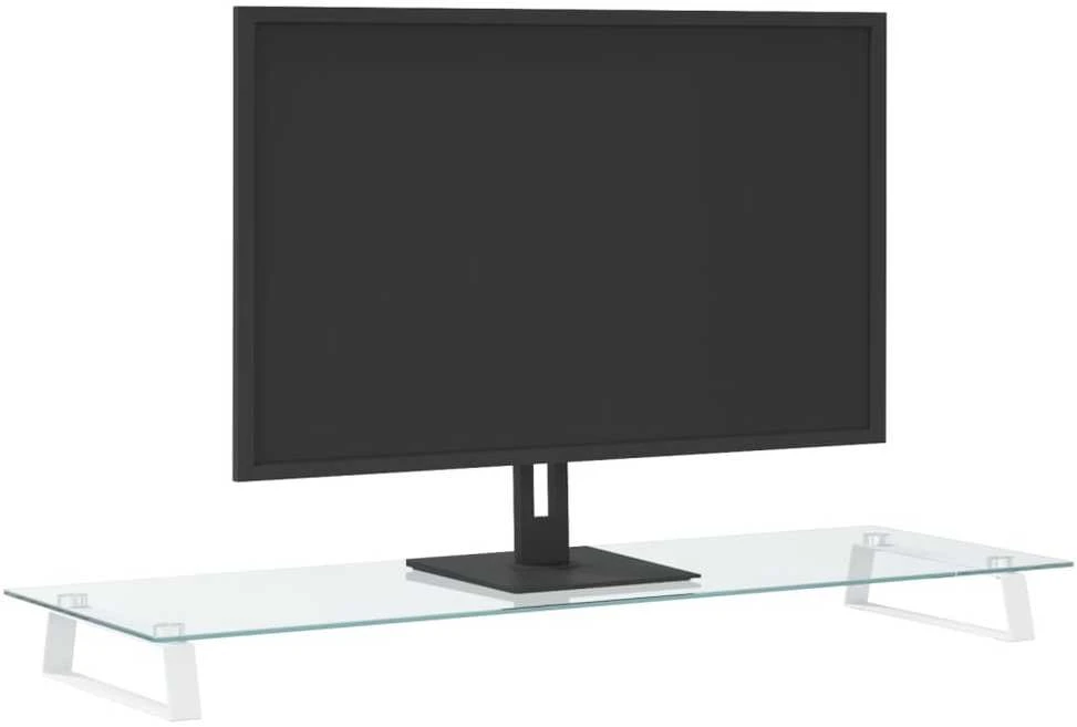 Laikiklis Monitoriaus stovas, baltas, 100x35x8cm, stiklas ir metalas