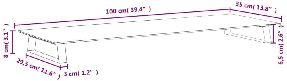 Laikiklis Monitoriaus stovas, baltas, 100x35x8cm, stiklas ir metalas