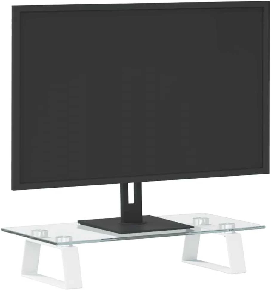 Laikiklis Monitoriaus stovas, baltas, 40x20x8cm, stiklas ir metalas
