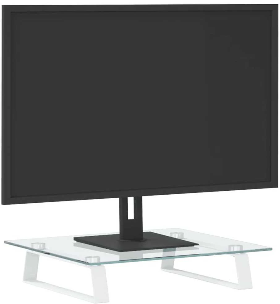 Laikiklis Monitoriaus stovas, baltas, 40x35x8cm, stiklas ir metalas