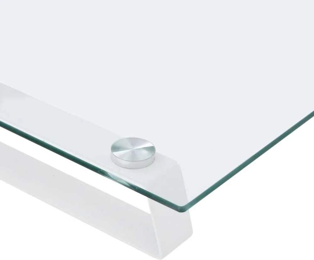 Laikiklis Monitoriaus stovas, baltas, 60x20x8cm, stiklas ir metalas