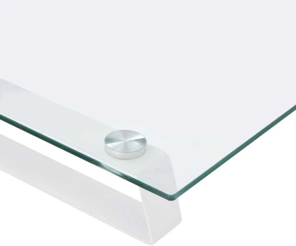 Laikiklis Monitoriaus stovas, baltas, 60x35x8 cm, stiklas ir metalas