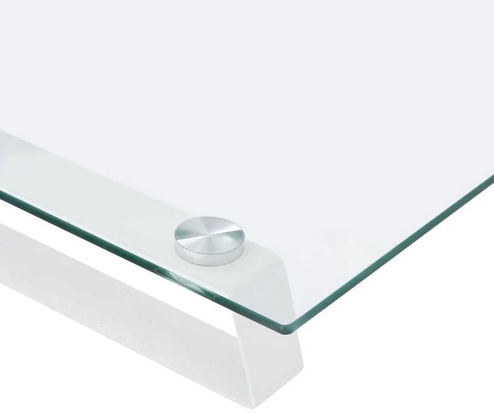 Laikiklis Monitoriaus stovas, baltas, 80x35x8cm, stiklas ir metalas