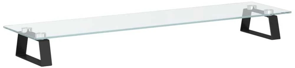 Laikiklis Monitoriaus stovas, juodas, 80x20x8cm, stiklas ir metalas