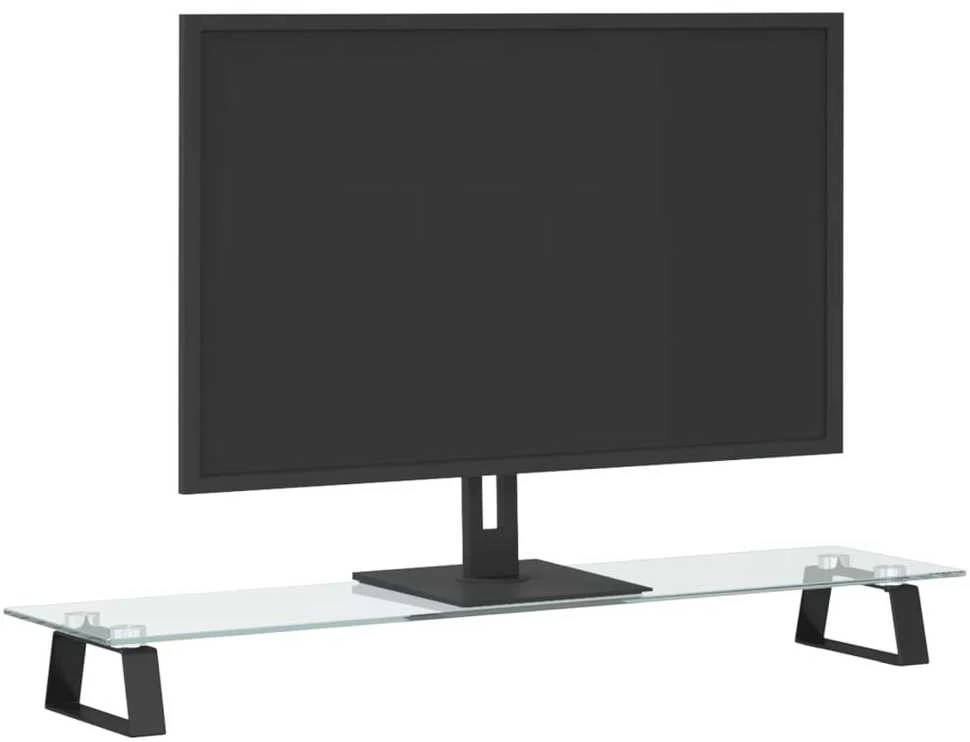 Laikiklis Monitoriaus stovas, juodas, 80x20x8cm, stiklas ir metalas