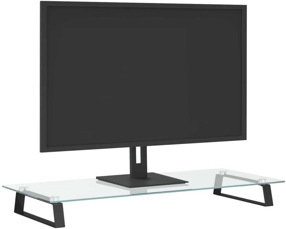 Laikiklis Monitoriaus stovas, juodas, 80x35x8cm, stiklas ir metalas