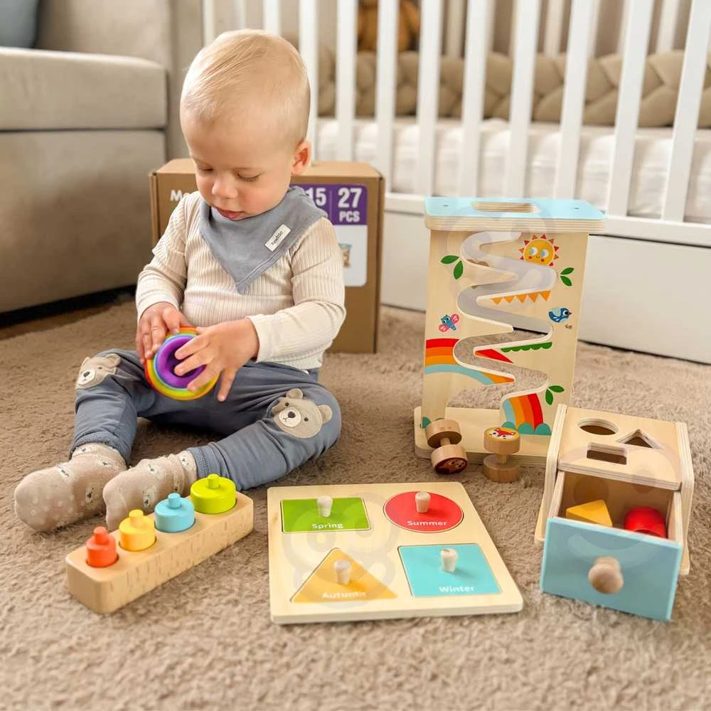 Montessori edukacinis rinkinys WOOPIE Žalias 6in1 13–15 mėn