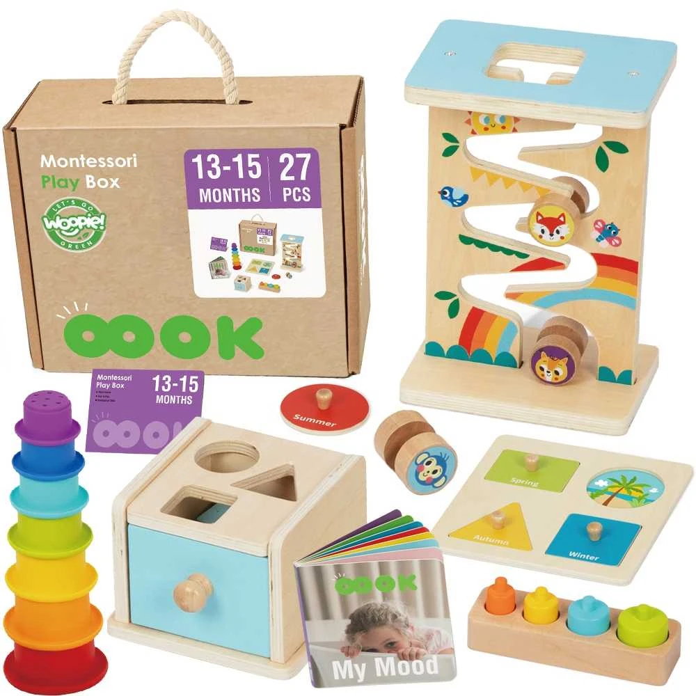 Montessori edukacinis rinkinys WOOPIE Žalias 6in1 13–15 mėn