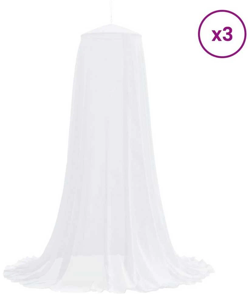 Uodų tinklas lovai 3 vnt. 156 mesh Balta ⌀56 x 220 cm