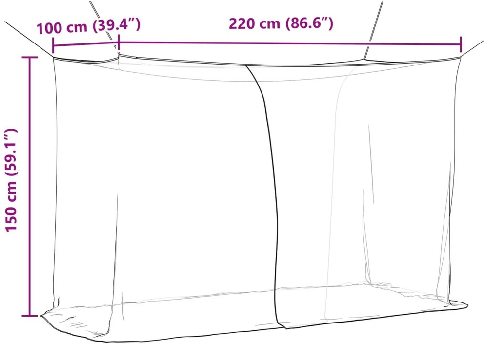 Uodų tinklas lovai 3 vnt. 156 mesh Juoda 220 x 100 x 150 cm