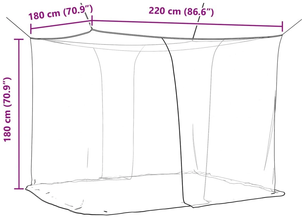 Uodų tinklas lovai 3 vnt. 156 mesh Juoda 220 x 180 x 180 cm