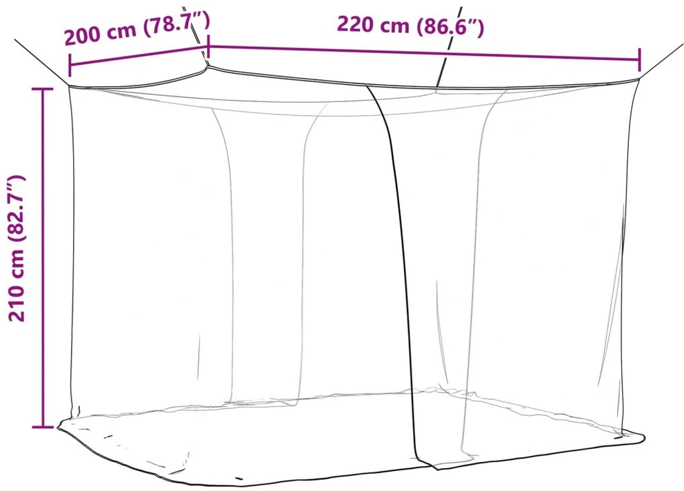 Uodų tinklas lovai 156 mesh Juoda 220 x 200 x 210 cm