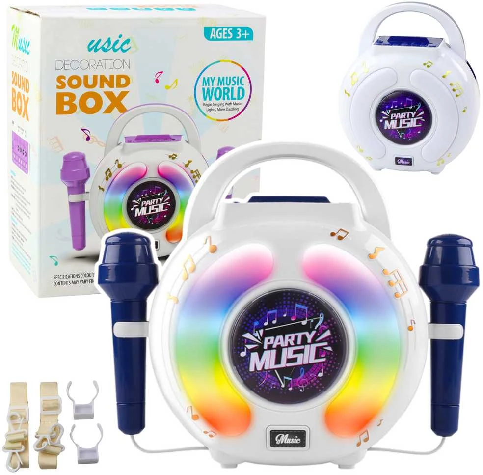 Lean Toys Interaktyvi muzikos kolonėlė vaikams su mikrofonais ir LED šviesomis