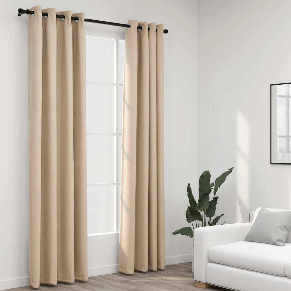 Naktinės užuolaidos su kilputėmis, 2vnt., smėlio, 140x245cm