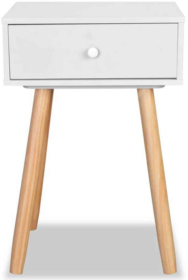 Naktiniai staliukai, 2vnt., pušies mediena, 40x30x61cm, balti