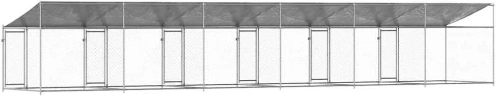Narvas šunims su stogu ir durimis, pilkas, 10x2x2m, plienas