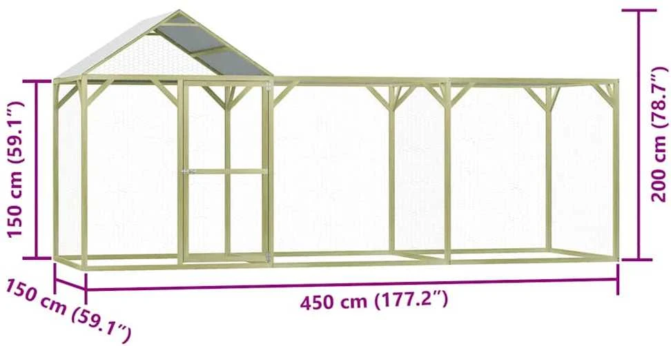 Narvas viščiukams, 4,5x1,5x2m, impregnuota pušies mediena