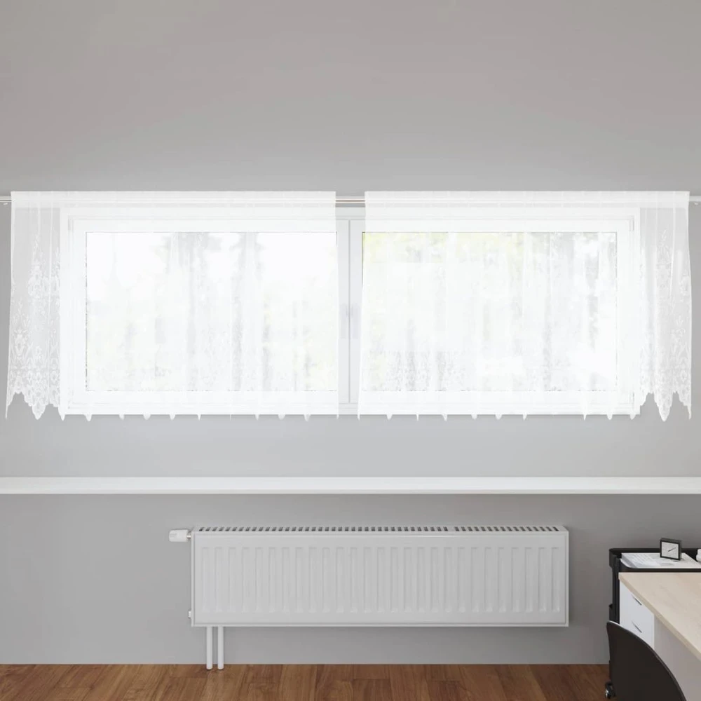 Nėrinių Užuolaida Balta 120 x 300 cm Poliesteris