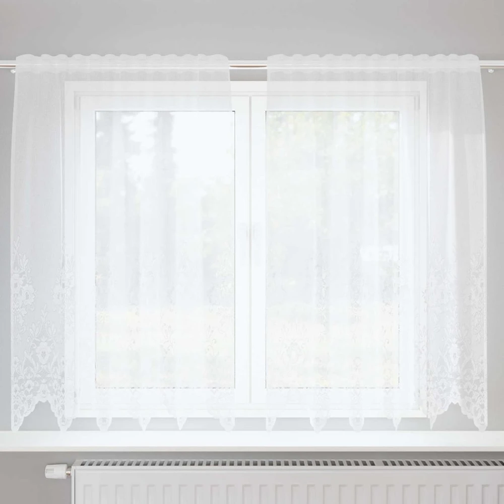 Nėrinių Užuolaida Balta 180 x 150 cm Poliesteris