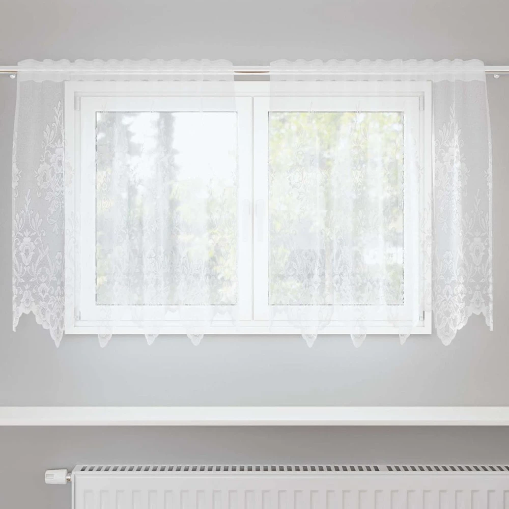 Nėrinių Užuolaida Balta 80 x 150 cm Poliesteris