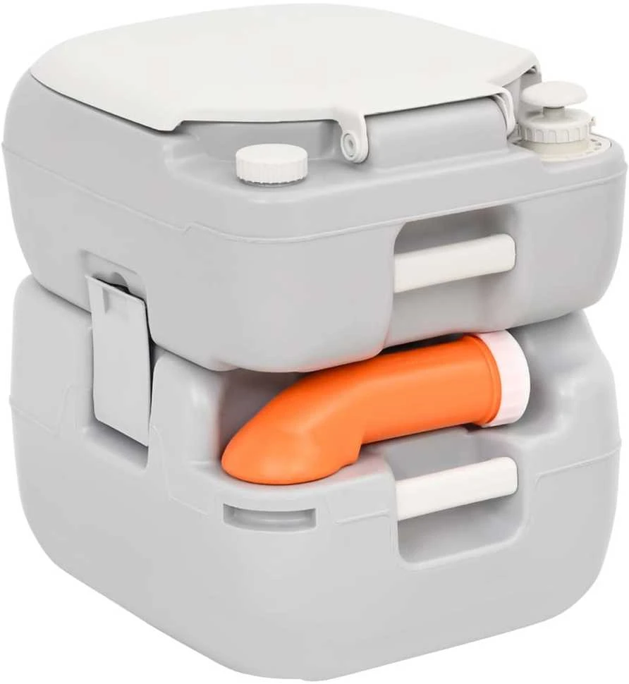 Nešiojamas stovyklavimo tualetas, pilkas/baltas, 22+12l, HDPE