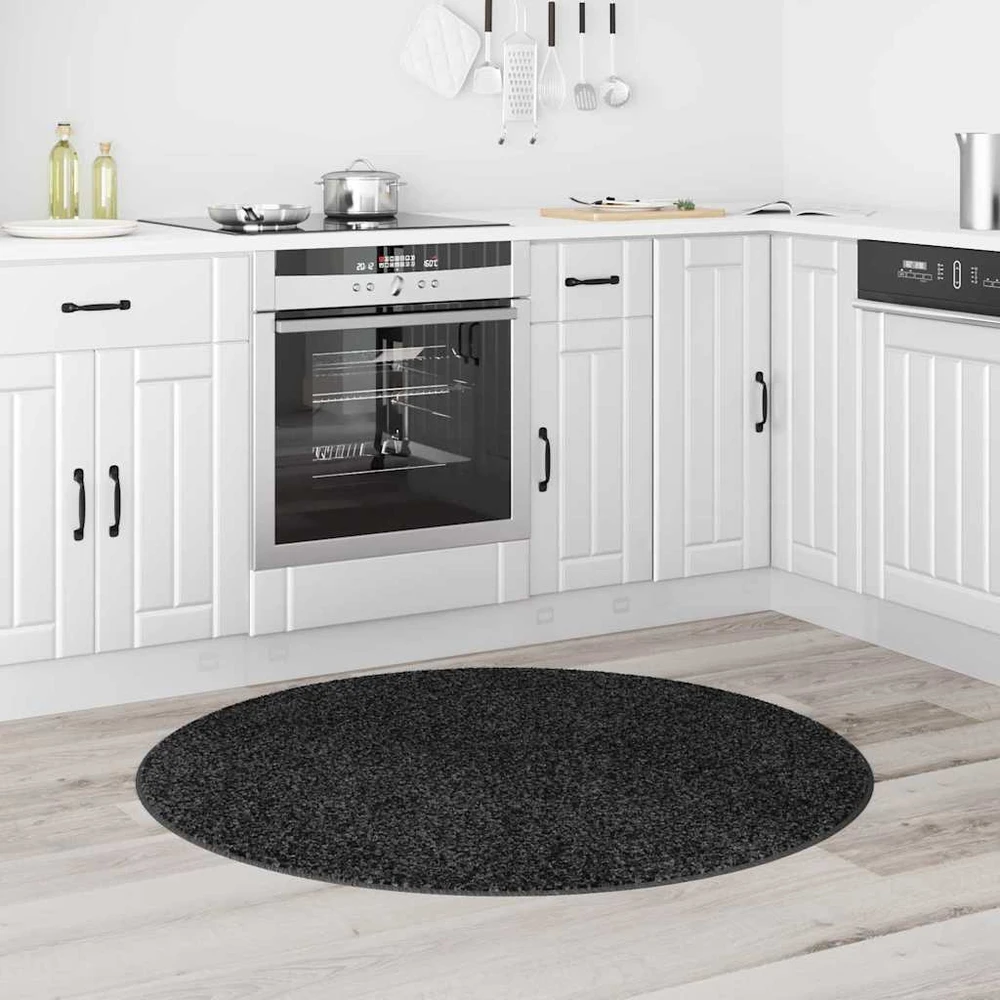 Neslystantis plaukuotas kilimas Tamsiai pilka 120 x 120 cm PP