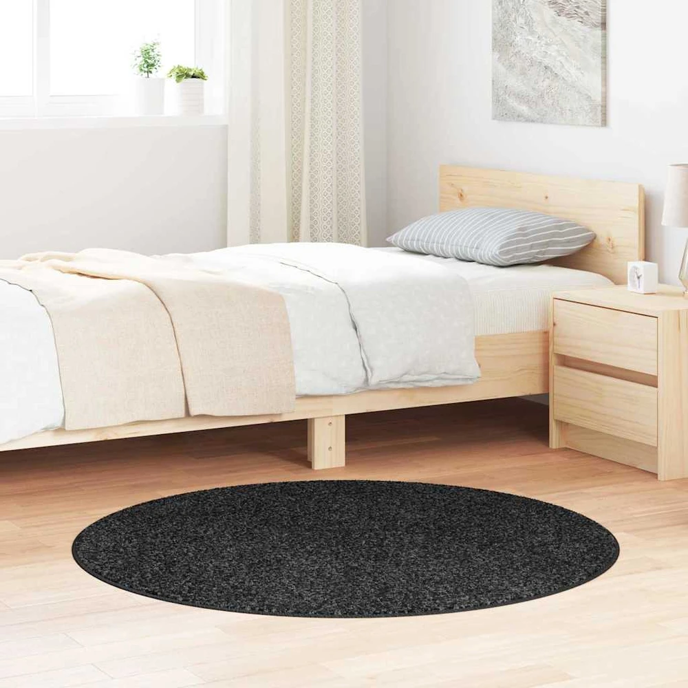Neslystantis plaukuotas kilimas Tamsiai pilka 120 x 120 cm PP