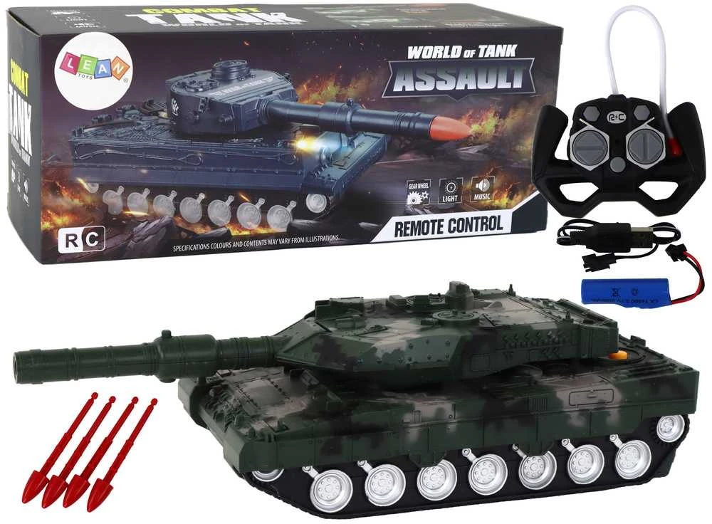Nuotoliniu būdu valdomas tankas Lean toys, žalias