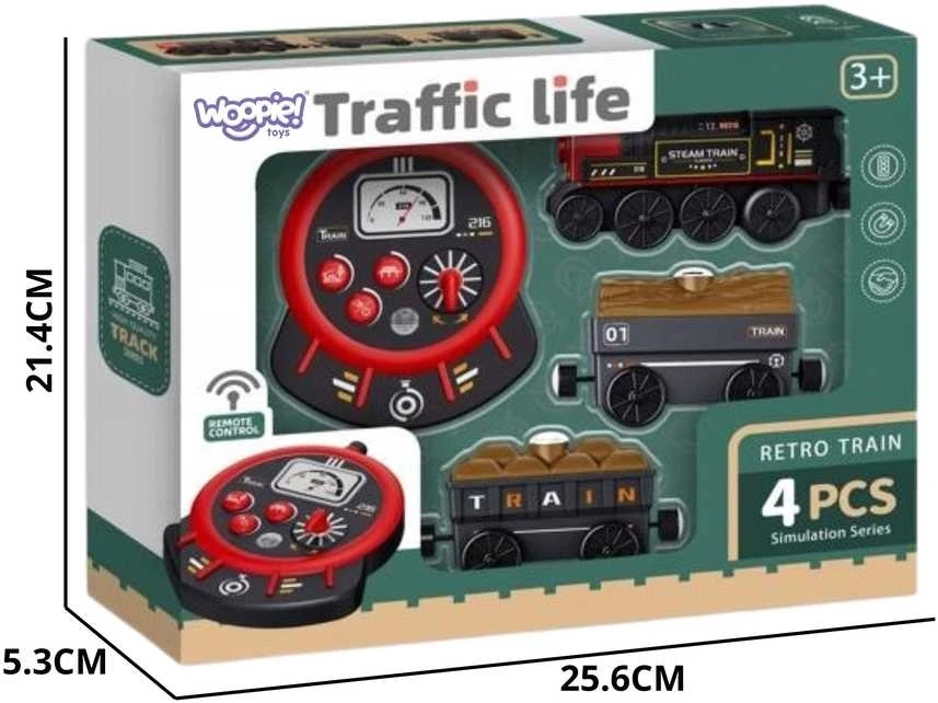 Nuotoliniu būdu valdoma elektrinė retro lokomotyva WOOPIE 4 vnt