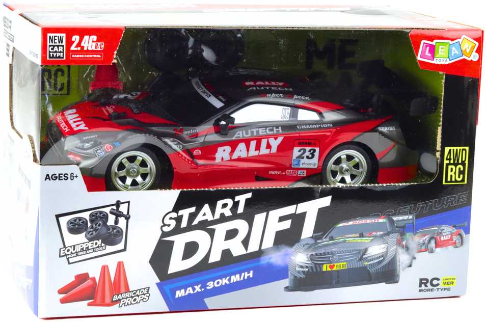 Lean Toys Nuotoliniu būdu valdomas lenktyninis automobilis su drift funkcija 1:16
