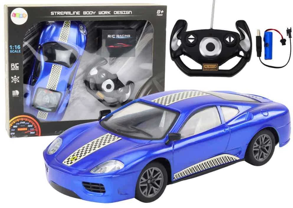 Lean Toys Mėlynas nuotolinio valdymo automobilis 1:16 su šviesomis